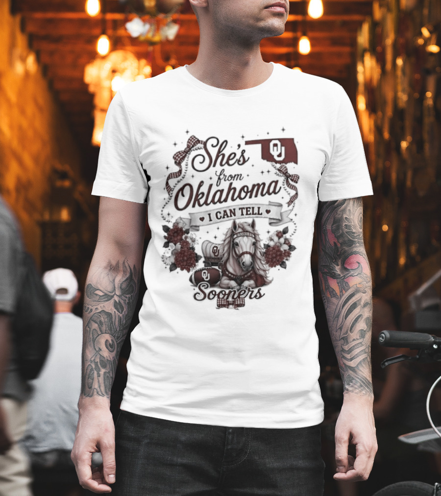 She's From Oklahoma I Can Tell Sooners OU State Pride Football T-Shirt
