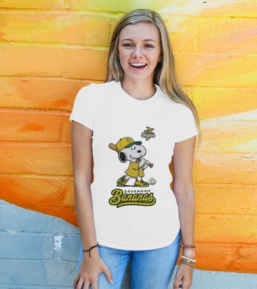 Snoopy Savannah Bananas Peanuts Baseball Collaboration T-Shirt