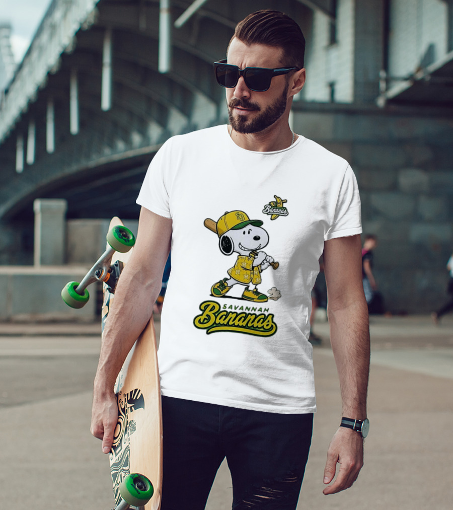Snoopy Savannah Bananas Peanuts Baseball Collaboration T-Shirt
