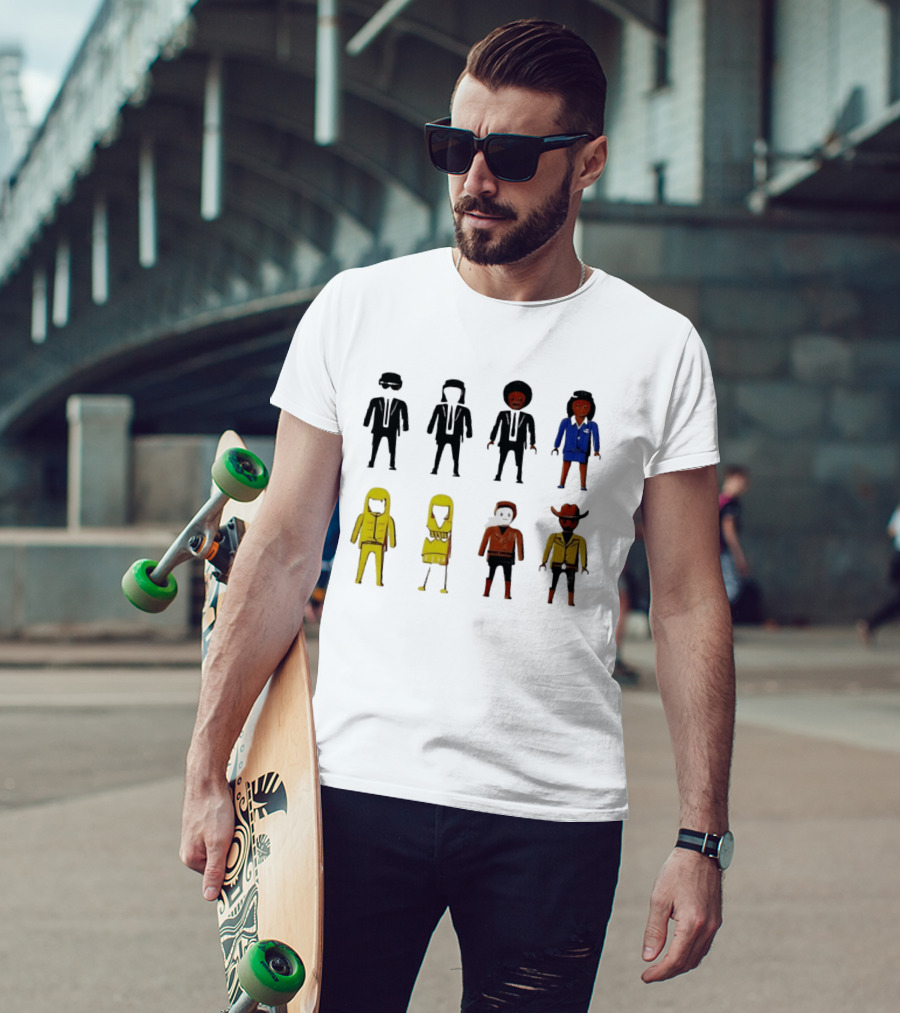Tarantino Movie Characters Playful Figurine Lineup T-Shirt
