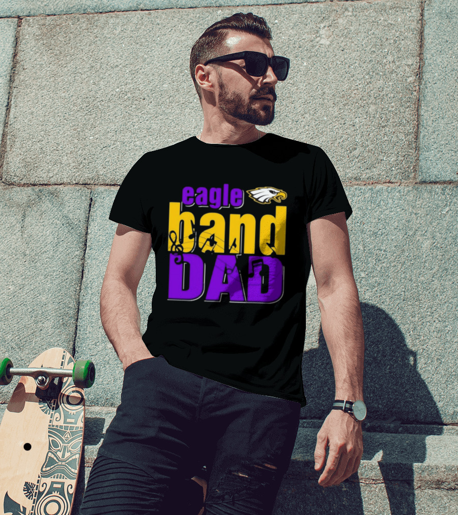 Eagle Band Dad With Eagle Head Icon Yellow And Purple T-Shirt