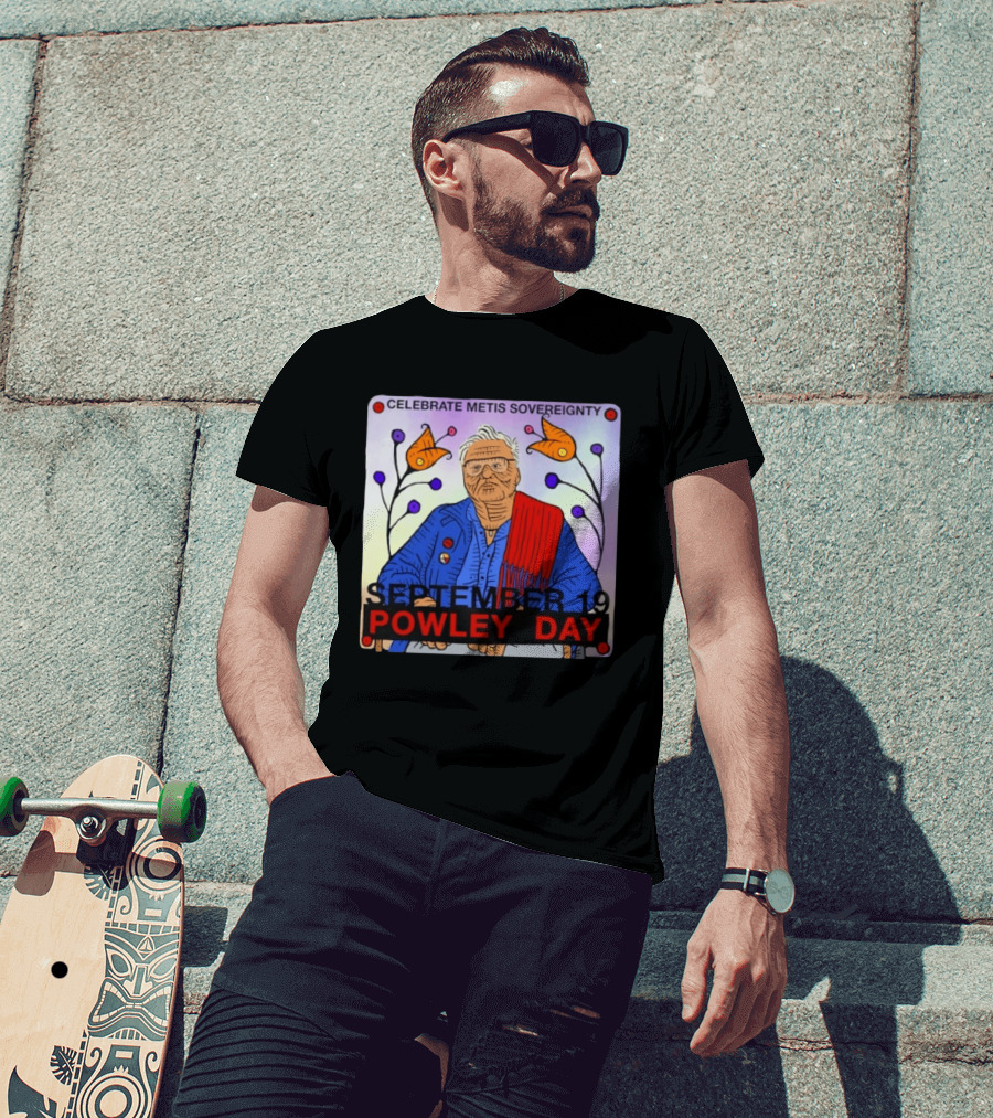 Celebrate Metis Sovereignty September 19 Powley Day With Elder Illustration And Floral Accents T-Shirt