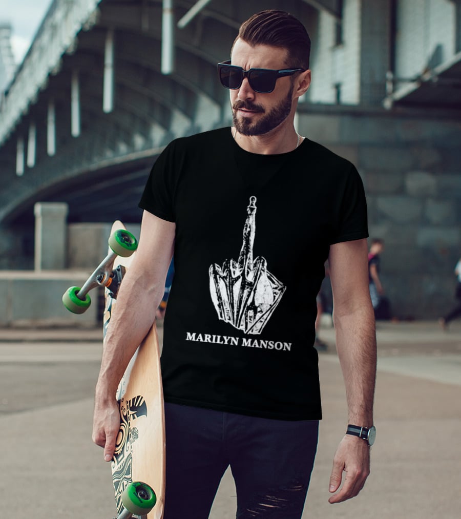 Marilyn Manson Middle Fingers Freaks On Tour 2026 With Rob Zombie T-Shirt