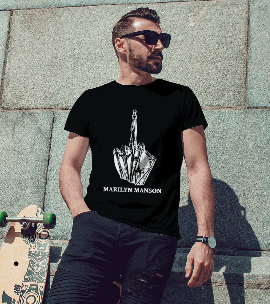 Marilyn Manson Middle Fingers Freaks On Tour 2026 With Rob Zombie T-Shirt