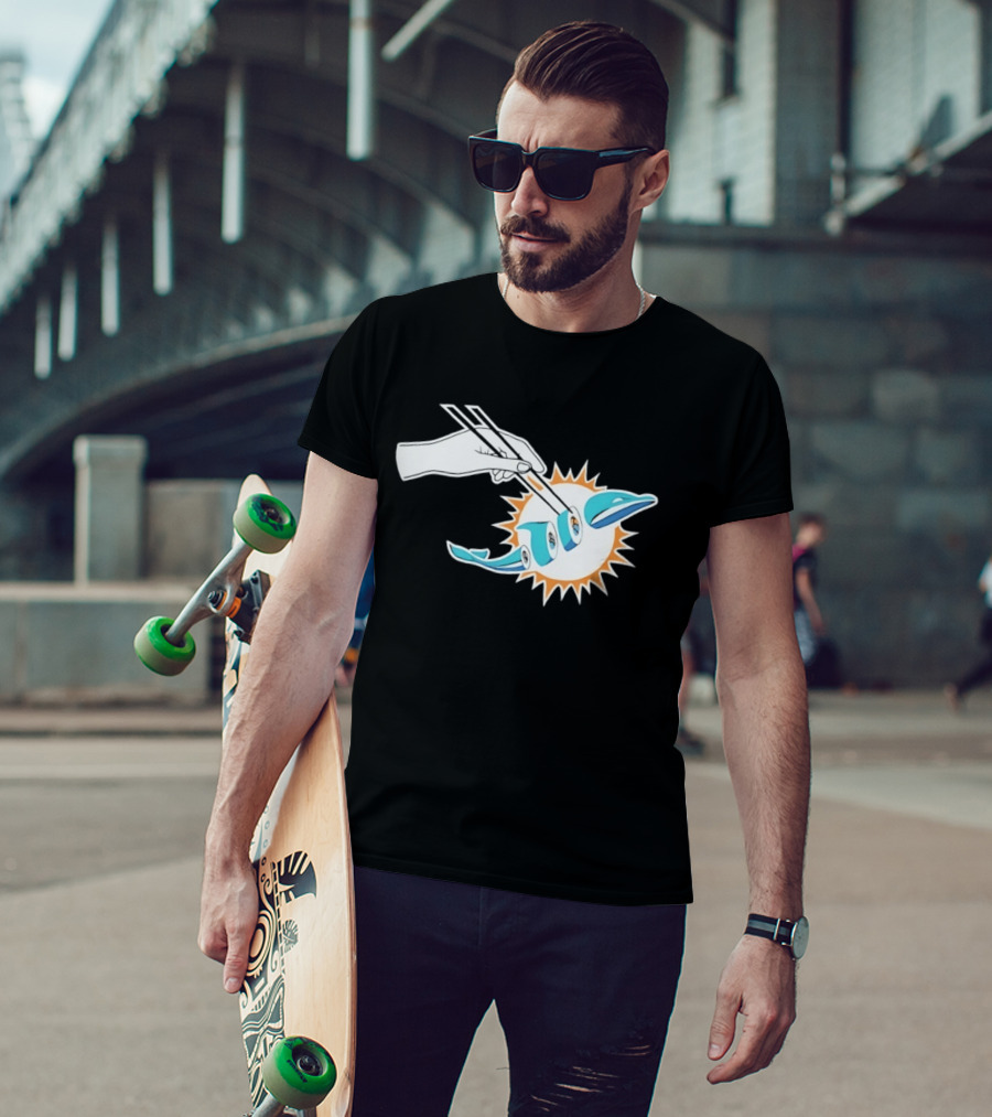 Miami Dolphins Sushi Roll Chopsticks T-Shirt