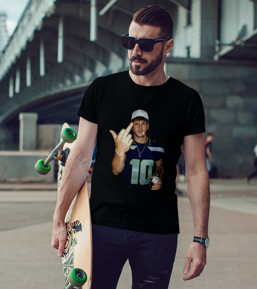 Seattle Seahawks Cooper Kupp Smoking Beer Gesture Iconic Football T-Shirt