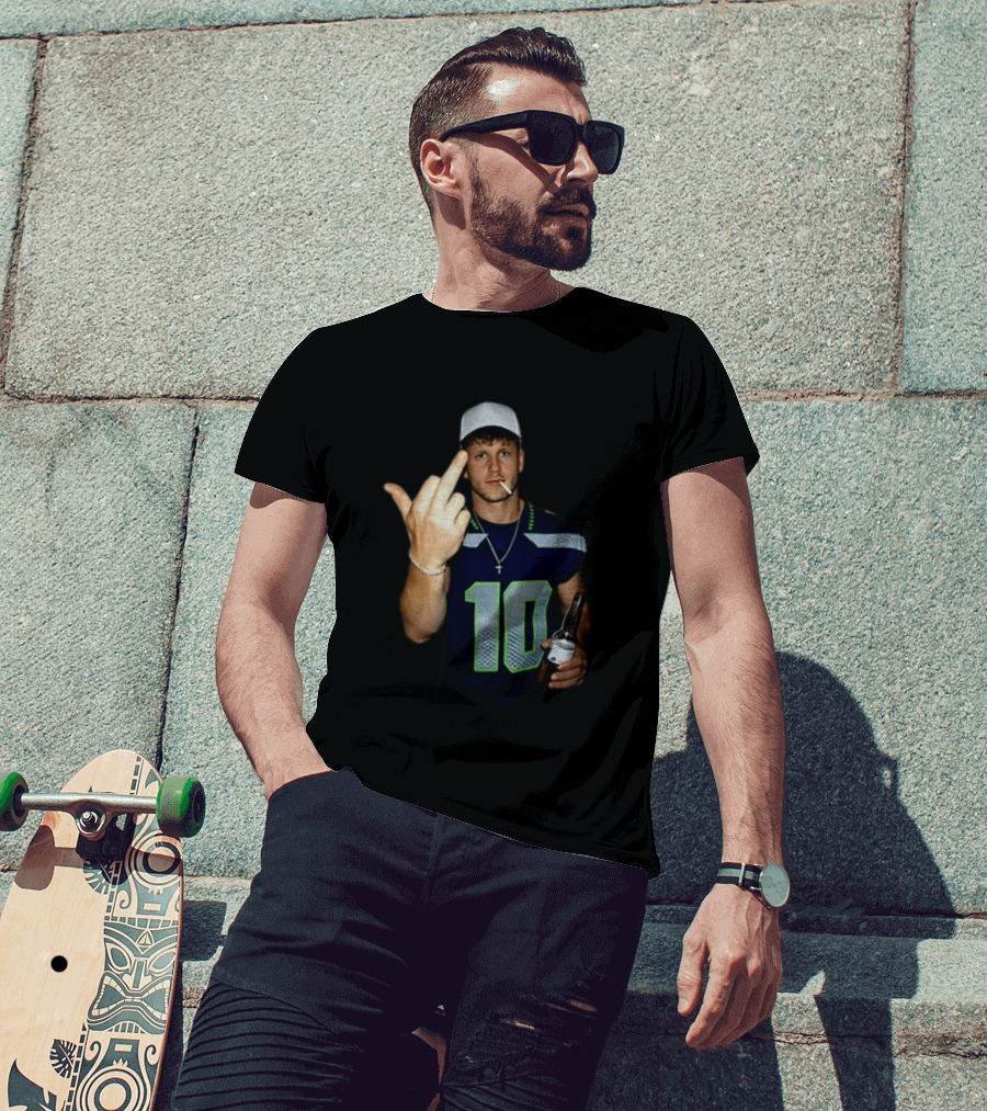 Seattle Seahawks Cooper Kupp Smoking Beer Gesture Iconic Football T-Shirt