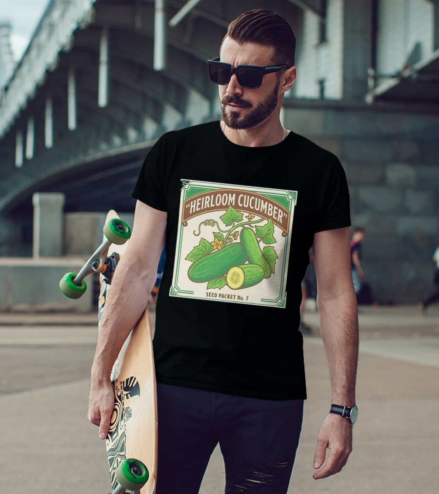 Heirloom Cucumber Seed Packet No 7 Vintage Gardening Iconic Green T-Shirt