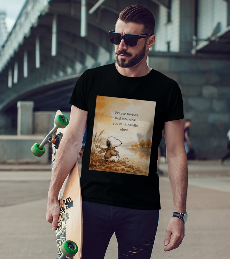 Snoopy Prayer Invites God Into What You Can't Handle Alone Autumn Scene T-Shirt