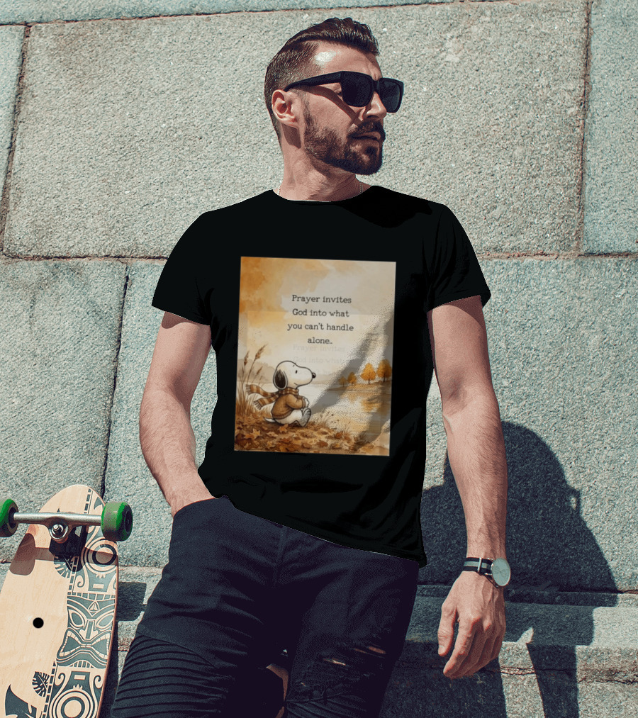 Snoopy Prayer Invites God Into What You Can't Handle Alone Autumn Scene T-Shirt