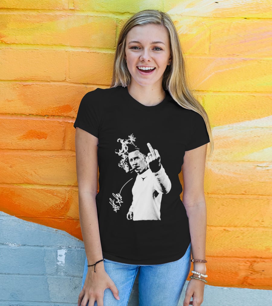 Steve Sarkisian Gesture Smoking Cigar Signature T-Shirt