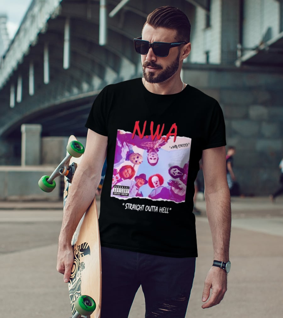 N.W.A Straight Outta Hell Horror Movie Character Mashup T-Shirt