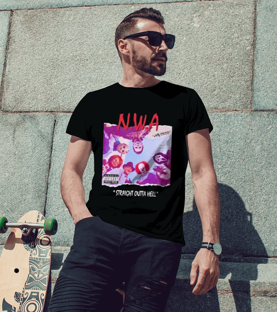 N.W.A Straight Outta Hell Horror Movie Character Mashup T-Shirt