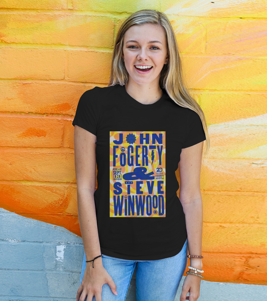 John Fogerty Steve Winwood Concert September 13 2026 Bethel NY Bethel Woods 20th Woodstock Festival T-Shirt