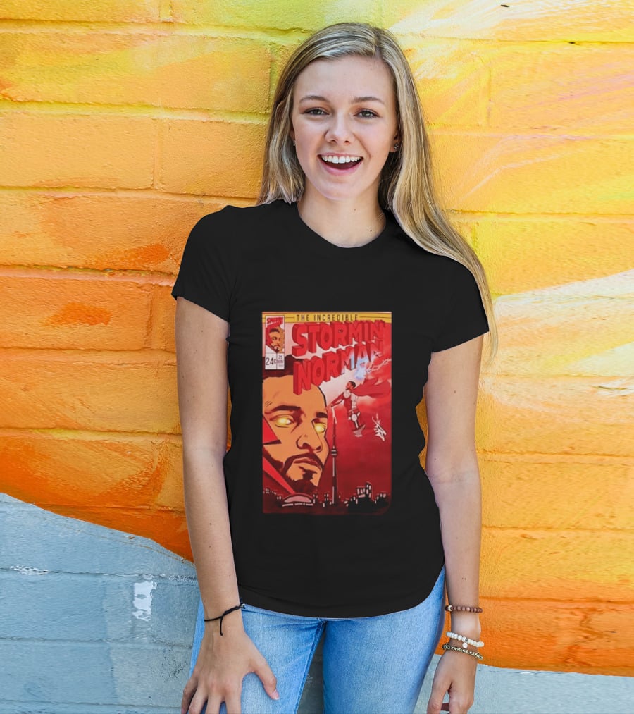 The Incredible Stormin Norman Comic Book Flying Superhero Cityscape 25 Cent Issue 24 T-Shirt