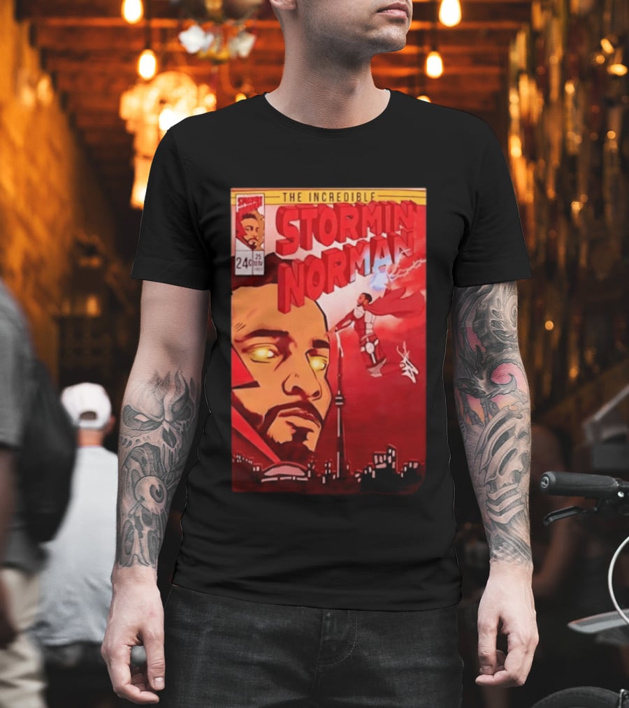 The Incredible Stormin Norman Comic Book Flying Superhero Cityscape 25 Cent Issue 24 T-Shirt