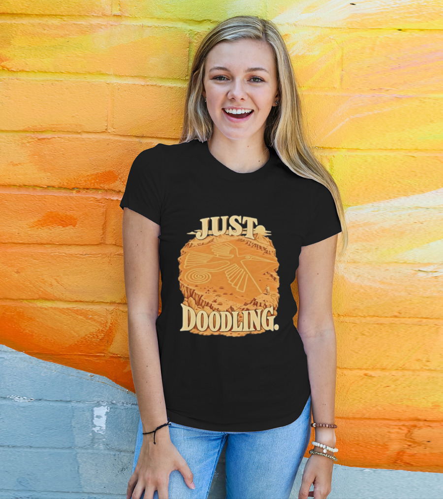 Just Doodling Nazca Lines Hummingbird Desert Landscape T-Shirt