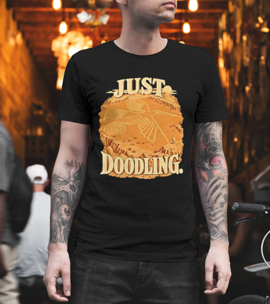 Just Doodling Nazca Lines Hummingbird Desert Landscape T-Shirt