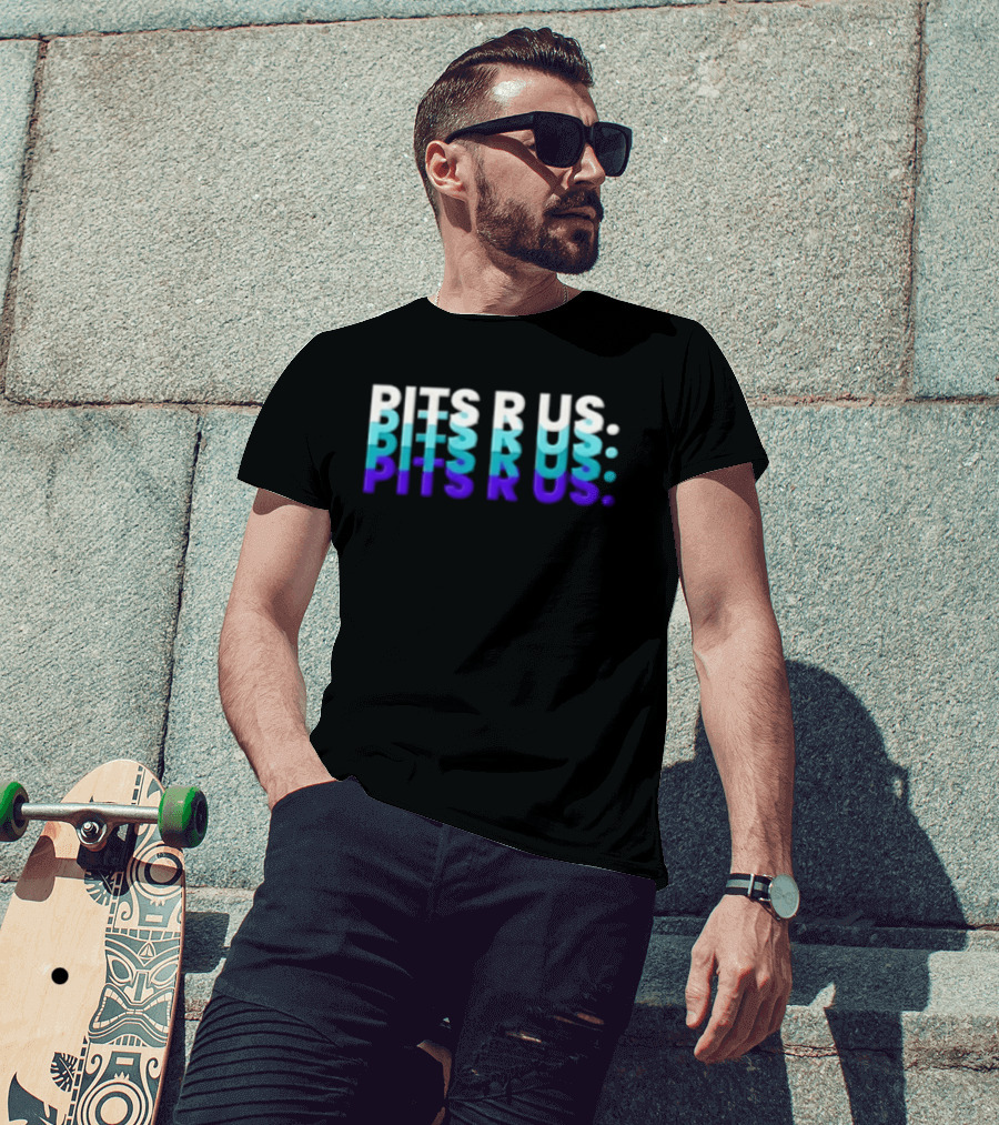 Pits R Us Layered Echo White Cyan Purple Gradient T-Shirt