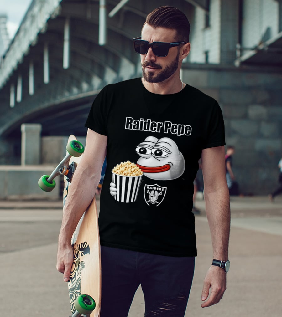 Las Vegas Raiders Raider Pepe Popcorn Meme T-Shirt