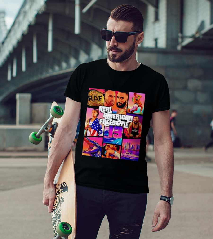 Real American Freestyle 13 Wrestling RAF Alligator Miami Scene T-Shirt