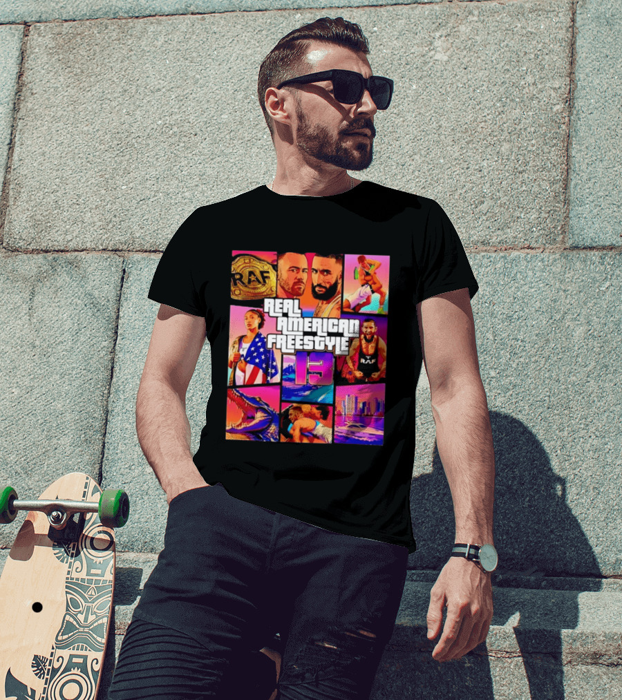 Real American Freestyle 13 Wrestling RAF Alligator Miami Scene T-Shirt