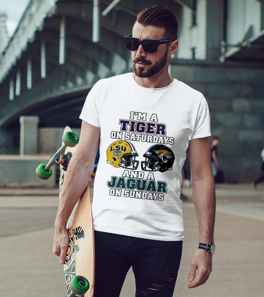 LSU Tigers Saturday Spirit Jacksonville Jaguars Sunday Fandom T-Shirt