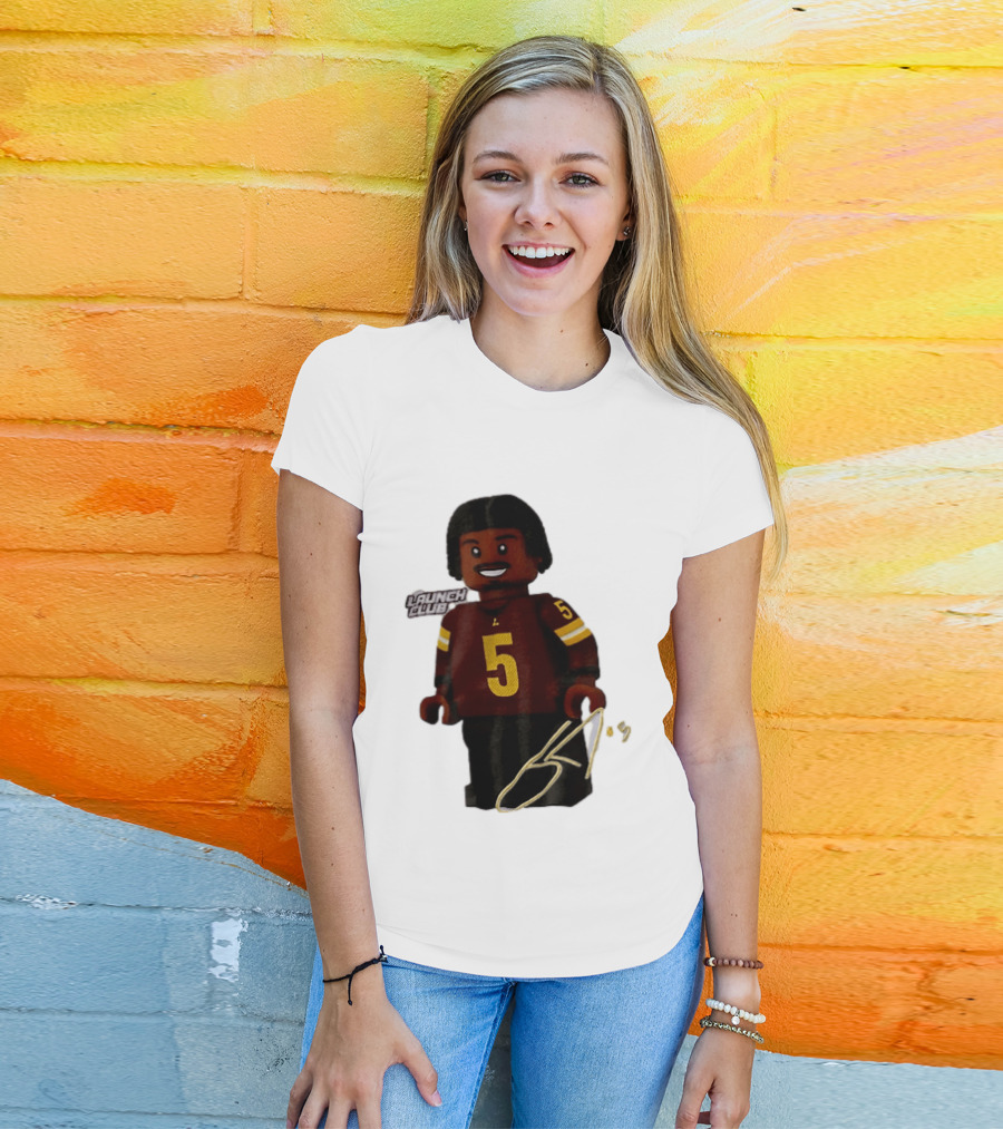 Washington Commanders Quarterback Jayden Daniels Launch Club Number 5 T-Shirt