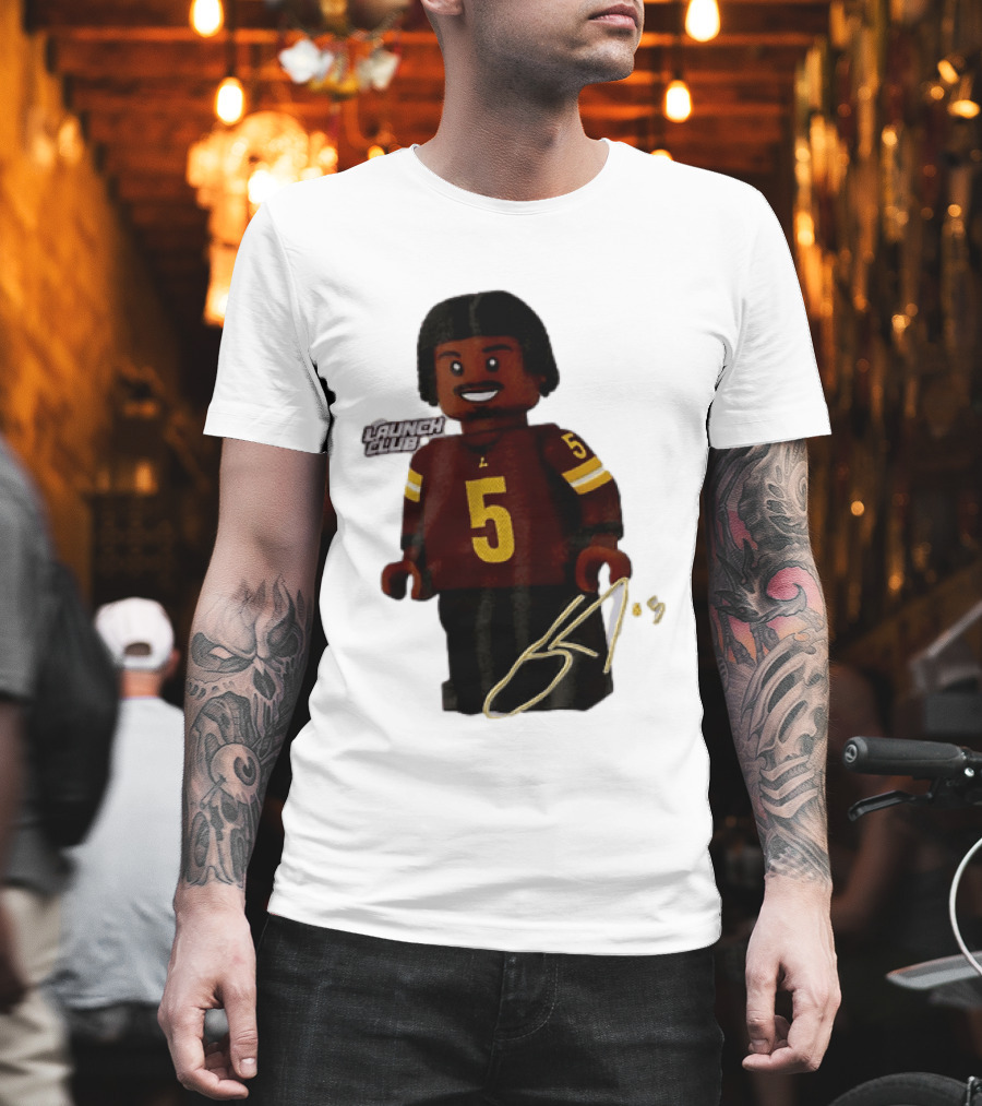 Washington Commanders Quarterback Jayden Daniels Launch Club Number 5 T-Shirt