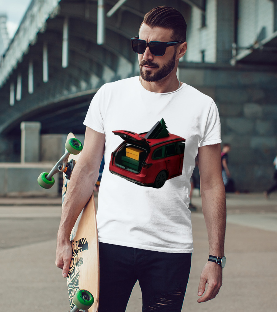 Most Likely To Pack The Car Festive Holiday Travel Scene With Christmas Tree And Gifts T-Shirt