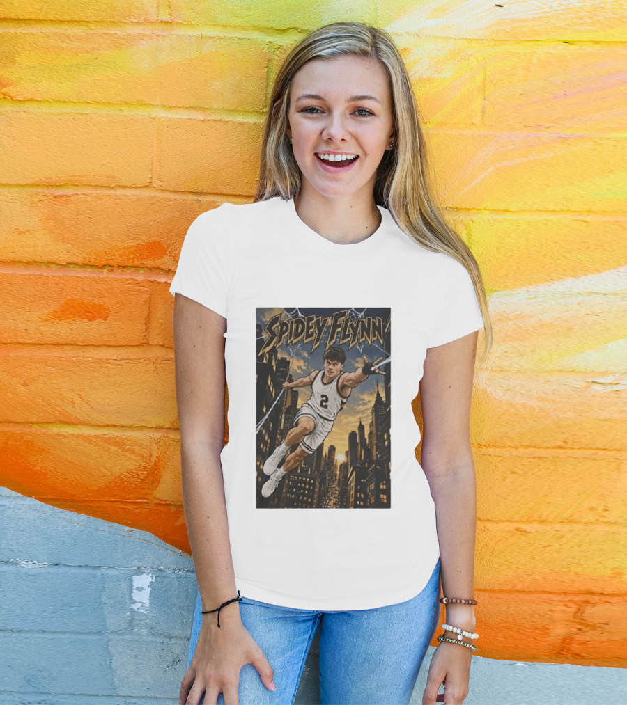 Spidey Flynn Basketball Superhero City Skyline Action T-Shirt