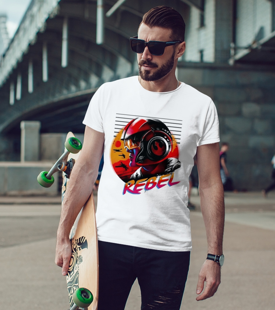 Star Wars Rebel Pilot Helmet Sunset Sci Fi Rebel T-Shirt