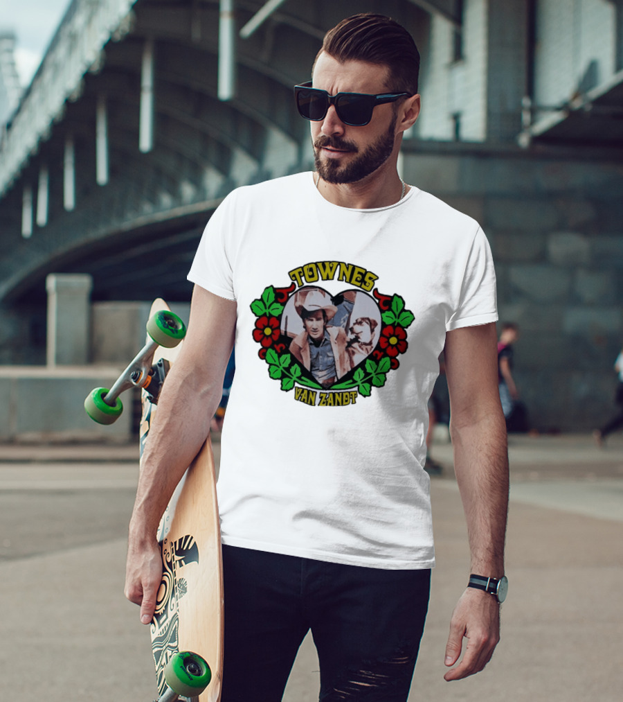 Townes Van Zandt Heart And Flowers Retro Folk T-Shirt