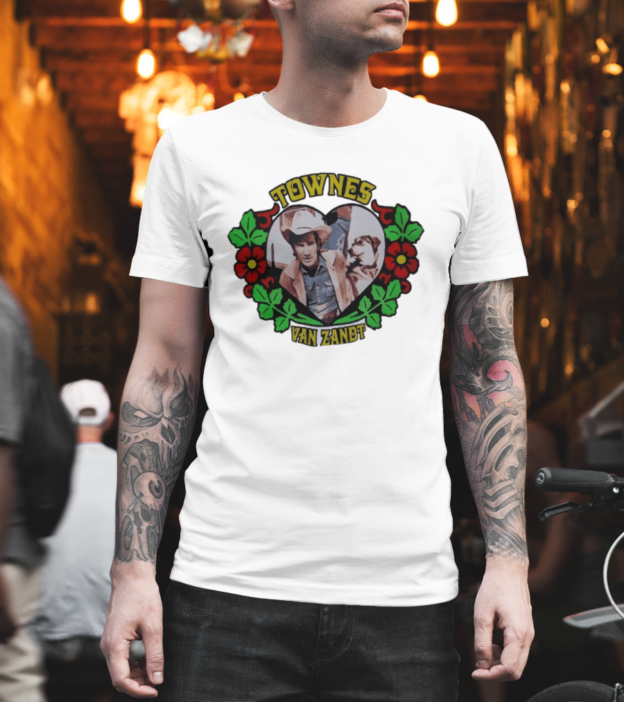 Townes Van Zandt Heart And Flowers Retro Folk T-Shirt