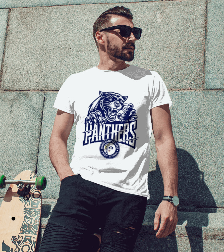 Travis Early College High School Panthers Roaring Panther Paw Claw T-Shirt