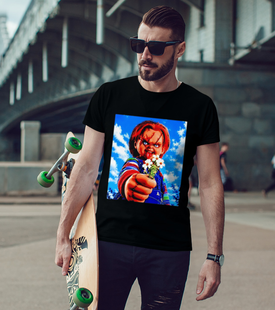 Chucky Child's Play Horror Movie Flowers Gesture T-Shirt