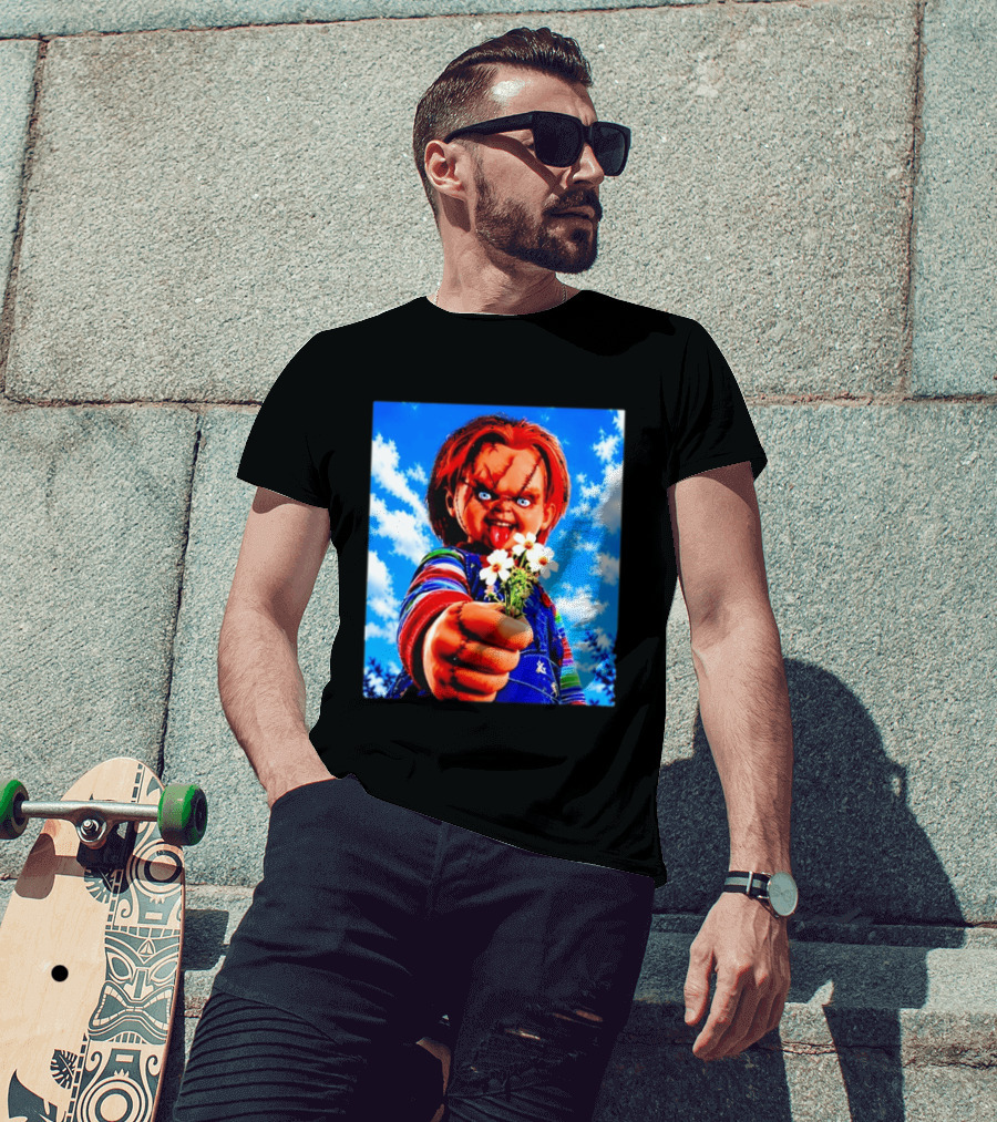 Chucky Child's Play Horror Movie Flowers Gesture T-Shirt