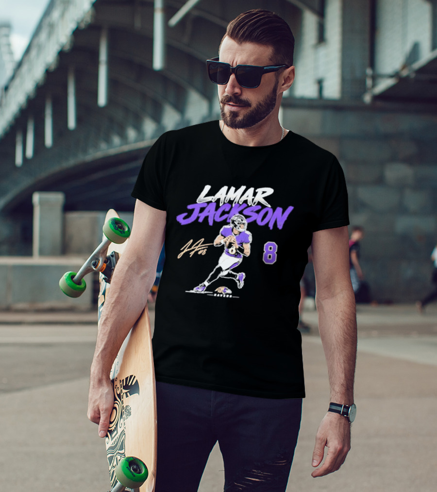 Lamar Jackson 8 Baltimore Ravens Football 2026 T-Shirt
