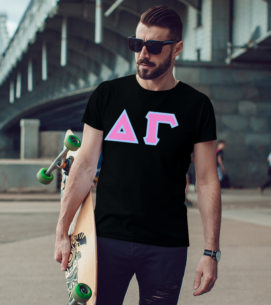 Delta Gamma Sorority Greek Letters Pink And Blue T-Shirt