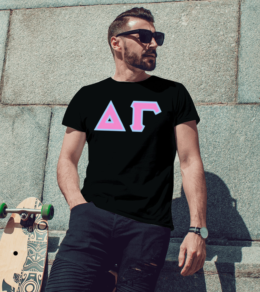 Delta Gamma Sorority Greek Letters Pink And Blue T-Shirt