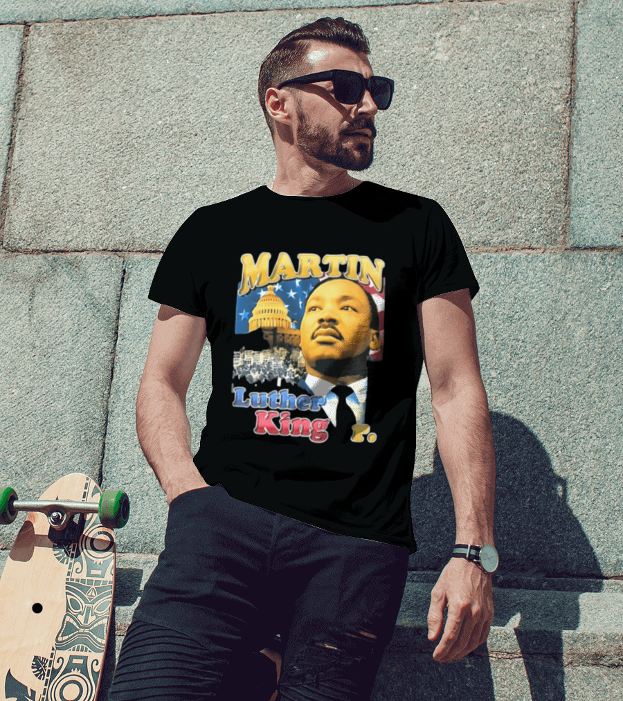 Martin Luther King Jr US Capitol American Flag Civil Rights March T-Shirt