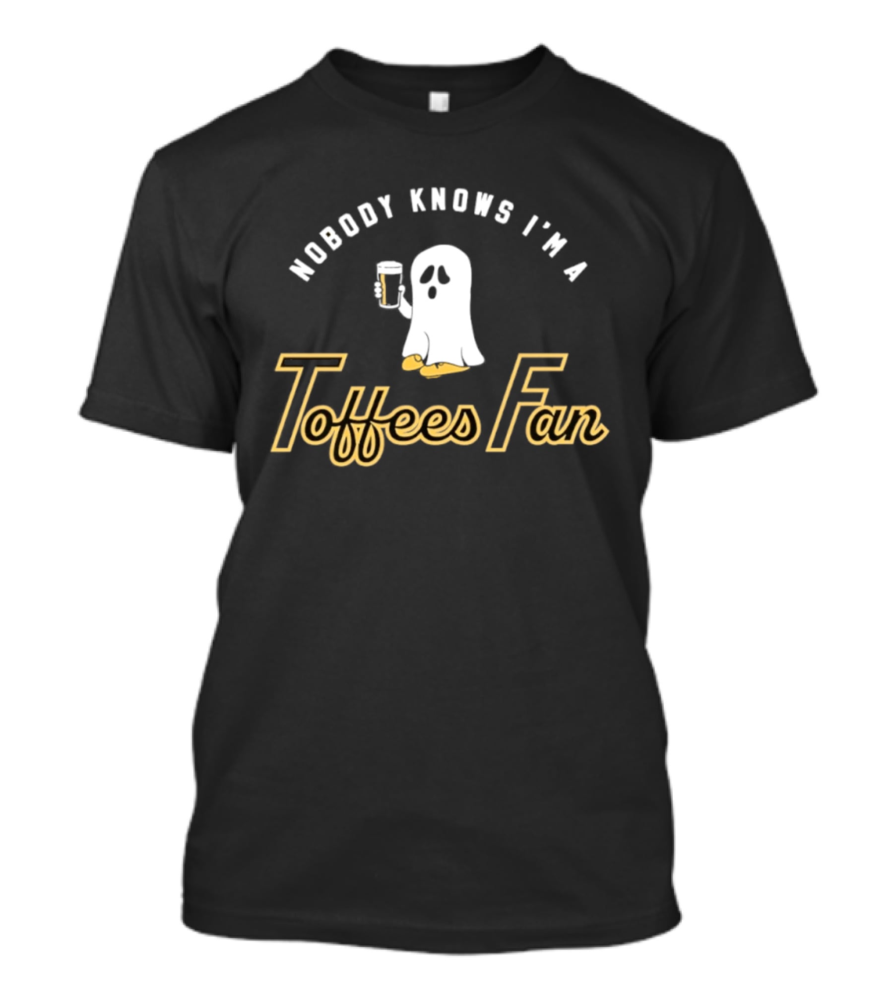 Nobody Knows I'm A Toffees Fan Ghost With Beer T-Shirt