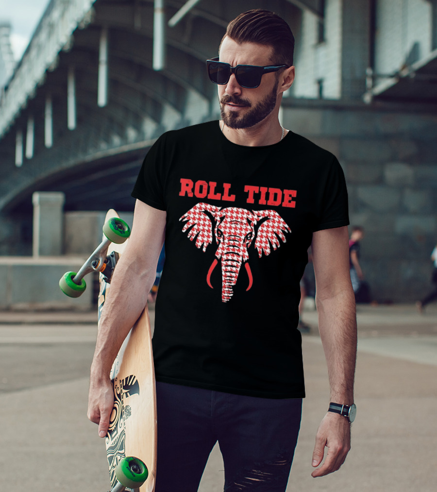 Alabama Crimson Tide Roll Tide Houndstooth Elephant T-Shirt