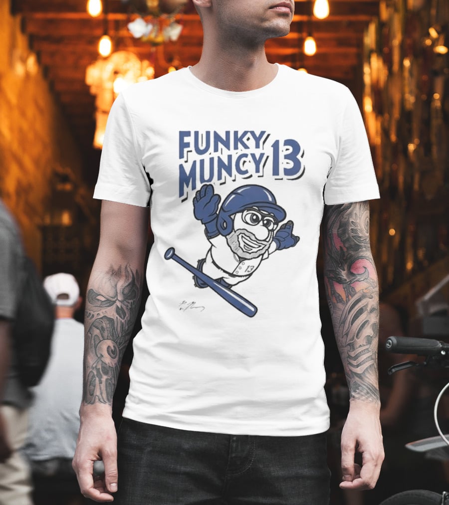 Funky Muncy 13 Max Los Angeles Dodgers Cartoon Baseball T-Shirt
