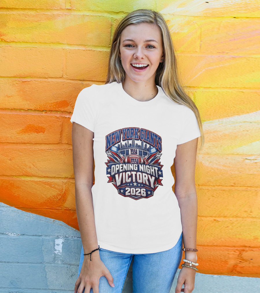 New York Giants 2026 Opening Night Victory Stadium Celebration T-Shirt