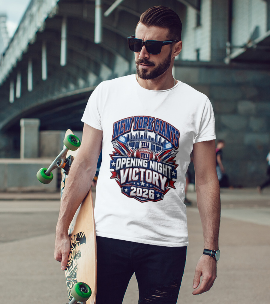 New York Giants 2026 Opening Night Victory Stadium Celebration T-Shirt