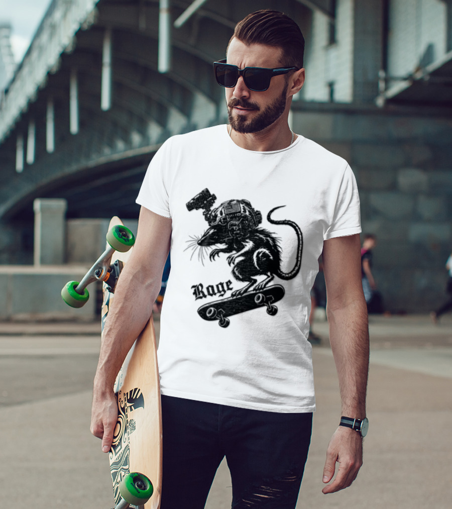 Skater Rat Tactical Helmet Night Vision Rage Skateboarding Adventure T-Shirt