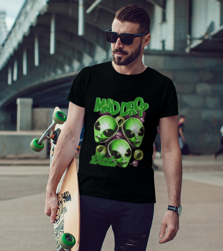 Mad Drop Aliens Space Planets Mad Brand T-Shirt
