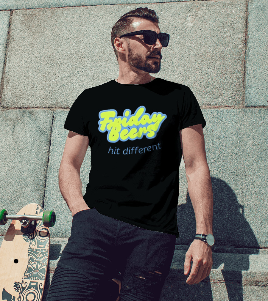 Friday Beers Hit Different Neon T-Shirt