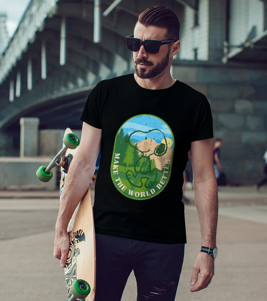 Snoopy Make The World Better Mountain Forest Retro Peanuts T-Shirt